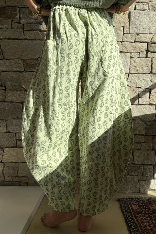 Indira Classic Barrel Pant Sage & Khaki